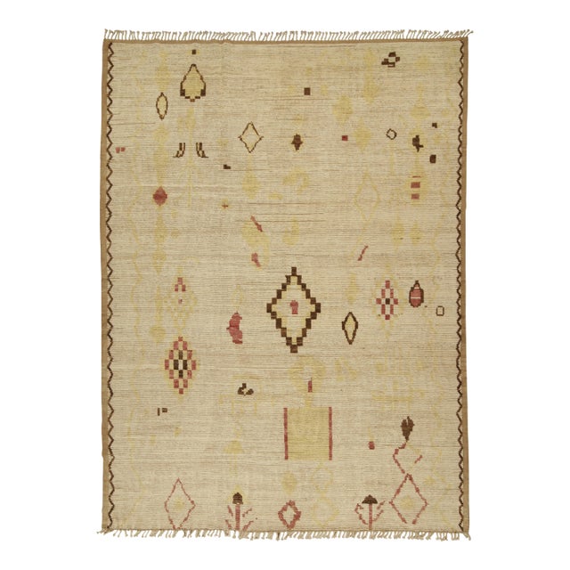 Rug & Kilim’s Modern Rug with Beige-brown Geometric Patterns - 6x9 For Sale