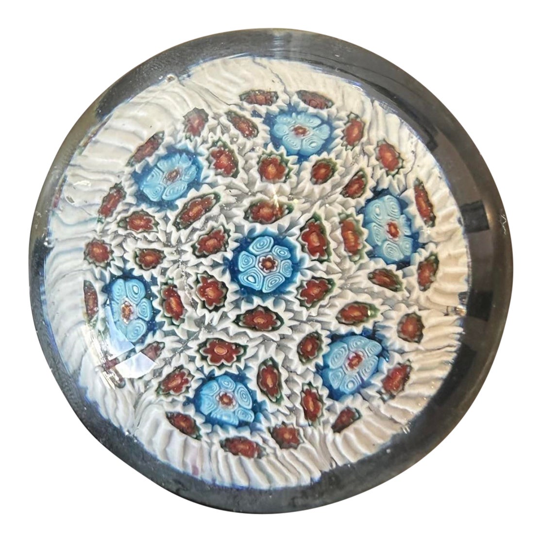 Mid 20th Century Murano Millefiori Art Glass Paper Weight | Chairish