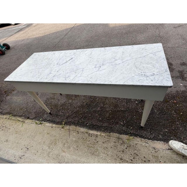 Gray Vintage Italian Dining Table with Grey Marble Top, 1930s For Sale - Image 8 of 8