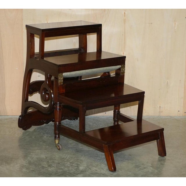 Antique William IV Flamed Hardwood Metamorphic Library Steps, 1830 For Sale - Image 12 of 18
