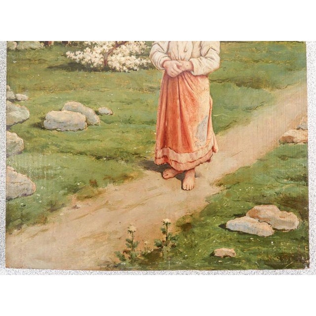 P. Rossi, Landscape with the Figure of a Woman, 1800s-1900s, Oil on Panel For Sale - Image 5 of 8