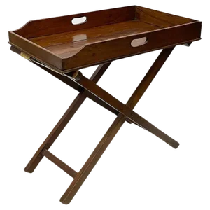 Antique English Butler Tray on Stand, Set of 2