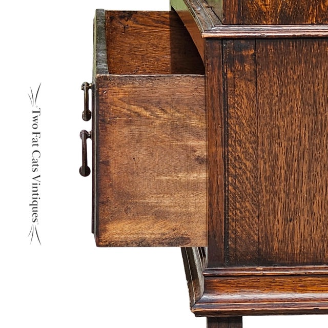Antique Victorian Oak Wardrobe | Armoire | 3-Piece Knockdown | Beveled Mirror | Key | 19th Century For Sale - Image 11 of 18