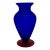 Cobalt Blue Satin Glass Vase With Orange Base - 9" Tall For Sale