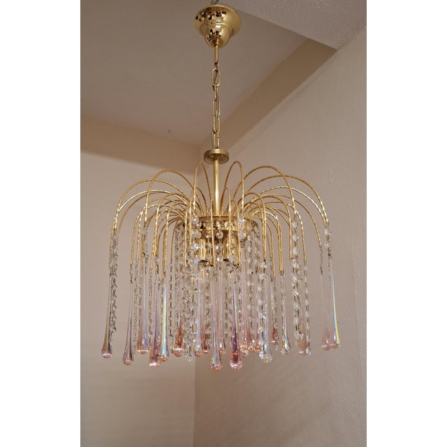 Vintage Ceiling Lamp with Gold-Plated Metal Rods, 1970s For Sale - Image 4 of 7