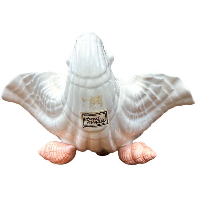 White Vintage Fitz & Floyd Footed Porcelain Coquille Shell Bowl – Hand-Painted Coral & White For Sale - Image 8 of 8