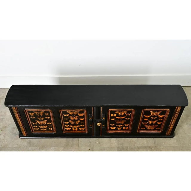 English Vintage Wall Cabinet With Recent Paint & Decoupage For Sale In Baton Rouge - Image 6 of 12