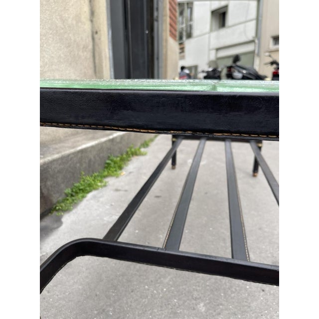 Stitched Leather Cocktail Table by Jacques Adnet, 1950s For Sale - Image 11 of 16