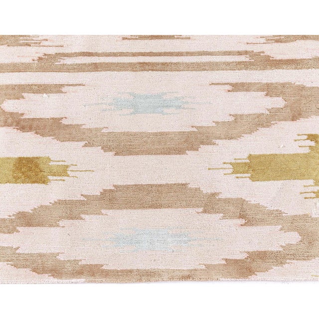 Contemporary Tribal Ikat Medallion Cream Runner "Nomade" by Doris Leslie Blau For Sale - Image 4 of 7