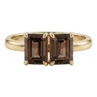 Smoky Topaz 925 Silver Handmade Ring - Double Pear Cut Statement Ring Us 7 For Sale