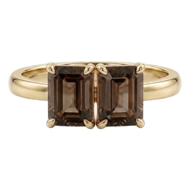 Smoky Topaz 925 Silver Handmade Ring - Double Pear Cut Statement Ring Us 7 For Sale
