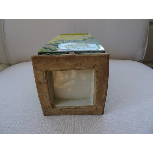 Chinese Vintage Famille Jaune Square Vase For Sale - Image 3 of 3
