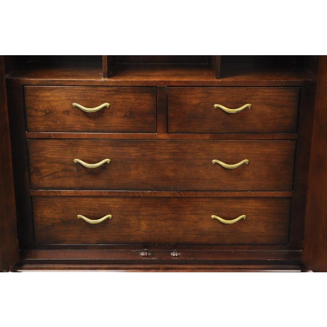 Late 20th Century Furniture Cardella Cherry Wood Bombe Armoire Wardrobe Dresser Tv Cabinet For Sale - Image 9 of 18