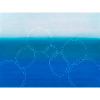 Rebecca Koury Original "The First Swell" Blue Ocean Wave Contemporary Abstract Painting, Acrylic on Canvas/Panel, Carmel California Art, 2024 For Sale