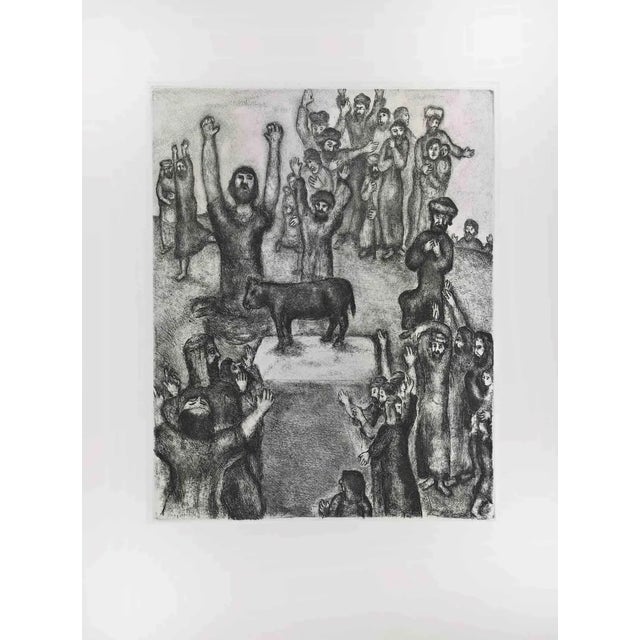 Marc Chagall, Adoration of the Golden Calf, Etching, 1956 For Sale