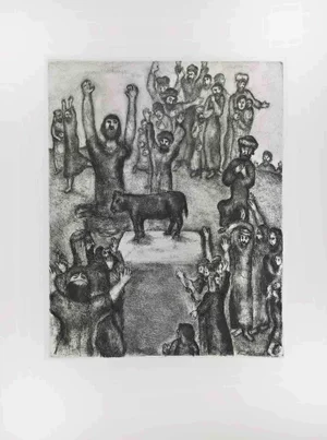 Marc Chagall, Adoration of the Golden Calf, Etching, 1956