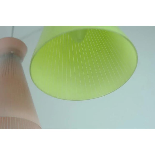 Hanging Lights with Colored Glass Shades, 1950s For Sale - Image 5 of 10