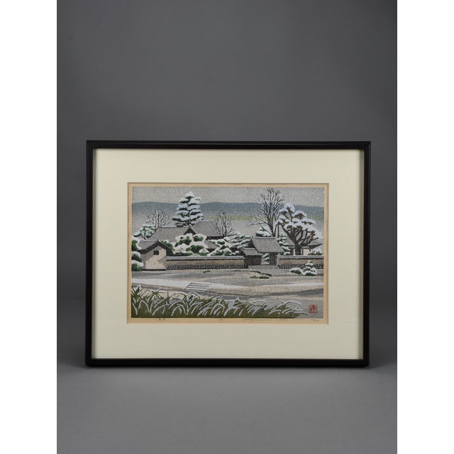 1980s Masao Ido, Snowfall at Kawaradera, 1987, Woodblock Print, Framed For Sale - Image 5 of 12