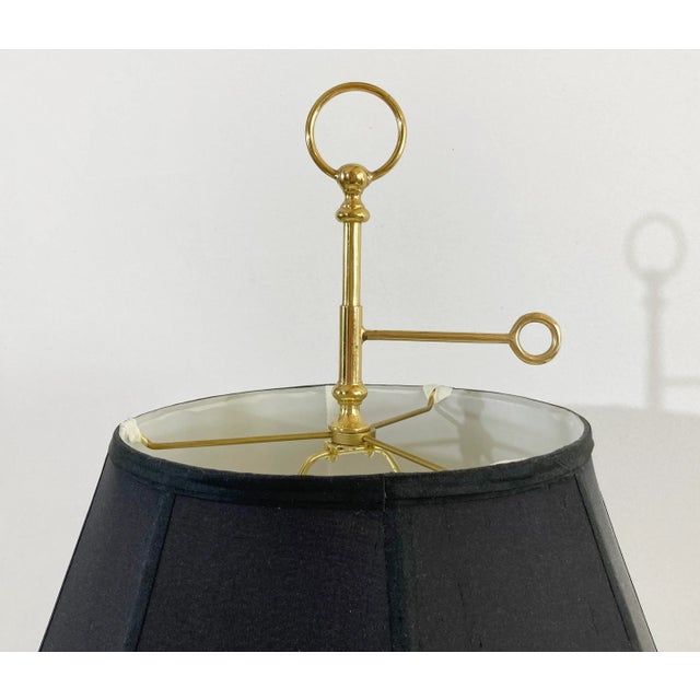 Mid 20th Century Vintage Chapman Three Pillar Brass and Lucite Table Lamp For Sale - Image 5 of 8