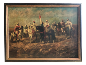 Circle of Adolph Schreyer, Figures on Horseback, 1800s, Oil on Canvas