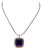 15 Ct Sugar Loaf Amethyst & Diamonds Pendent Necklace 18 Karat White Gold Chain For Sale