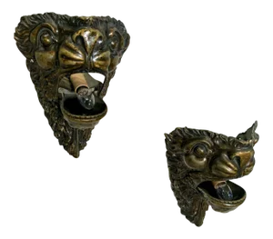 19th Century Brass Lion Electrified Wall Sconces - a Pair