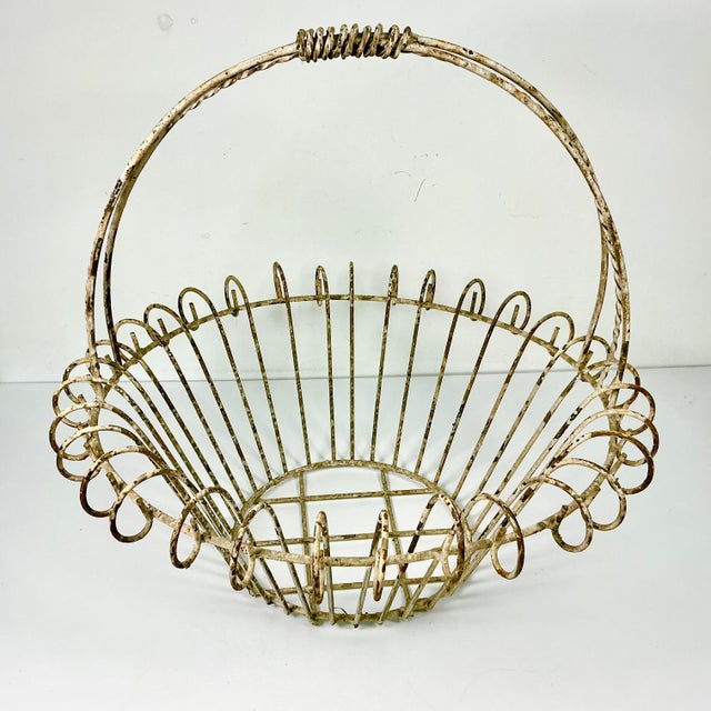 1950s Vintage French Art Nouveau Boho Chic Medium Jardiniere Basket Planter. For Sale - Image 12 of 17