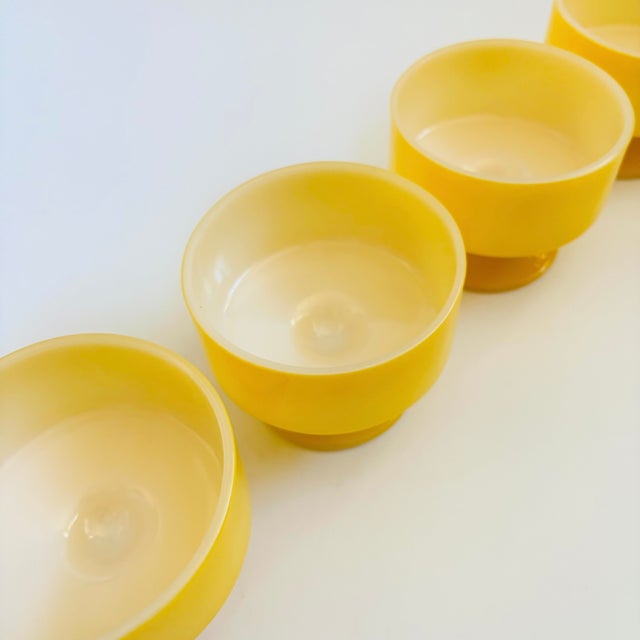 Yellow Mid 20th Century Mid Century Modern Yellow Milk Glass Coupes by Federal Glass - Set of 5 For Sale - Image 8 of 13