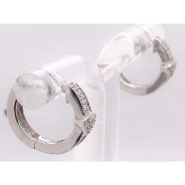 14 Karat White Gold Diamond Heart Front and Back Hoop Earrings For Sale In New York - Image 6 of 8