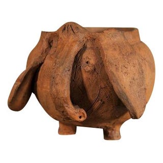 Vintage Clay Elephant Planter For Sale