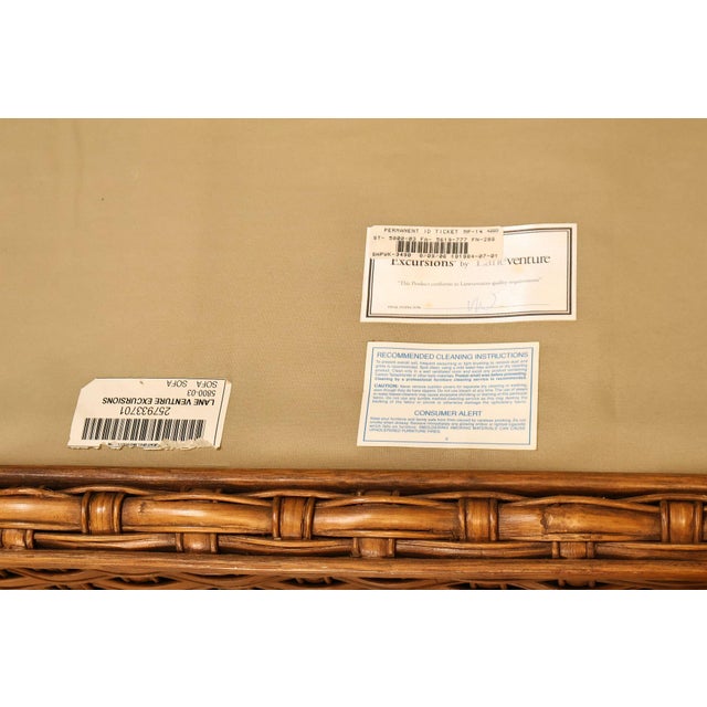 Lane Venture Excursions Pair Of Wicker Sofas With Cushions For Sale - Image 17 of 18