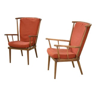 Vintage Fan-Shaped Armchairs from Baumann, 1960s, Set of 2 For Sale