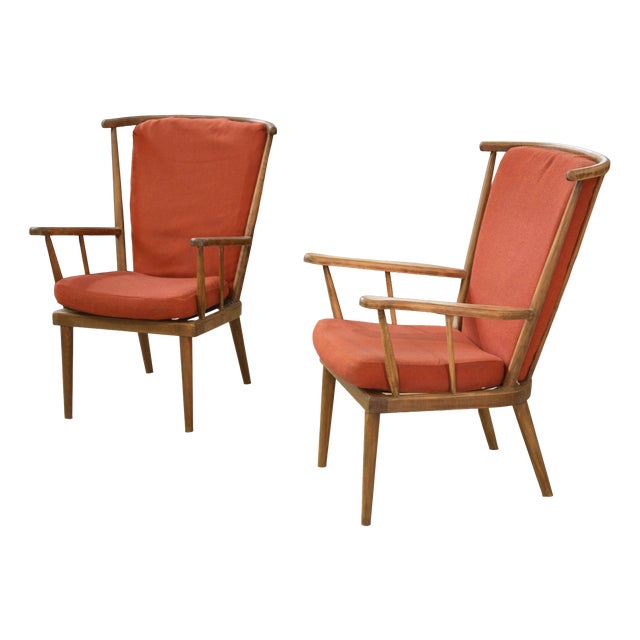 Vintage Fan-Shaped Armchairs from Baumann, 1960s, Set of 2 For Sale
