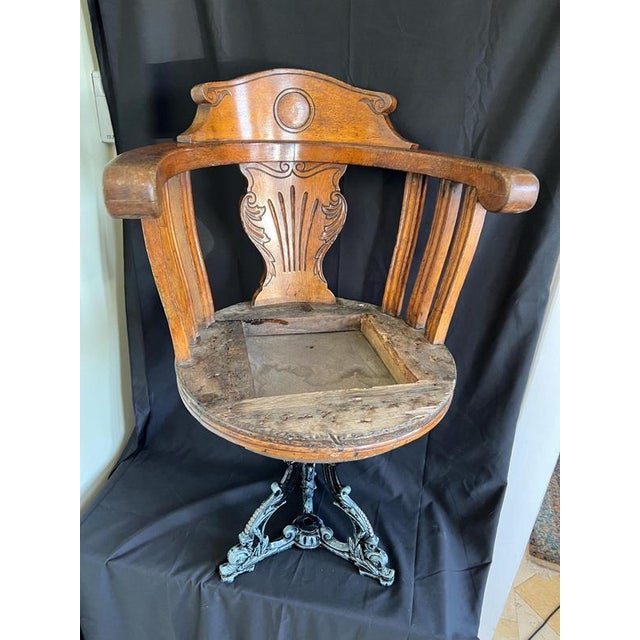 Cast Iron and Oak Captains Chair For Sale - Image 11 of 13