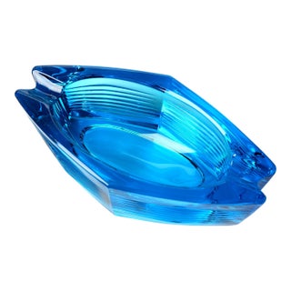 Vintage Sklo Union Blue Glass Ashtray – Czech For Sale