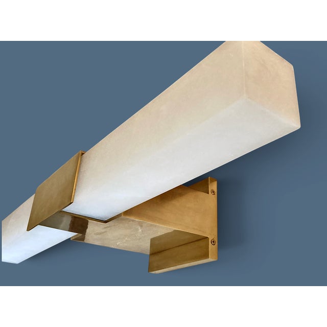 Kelly Wearstler for Visual Comfort Covet 24" Alabaster Bath Light in Antique-Burnished Brass For Sale - Image 13 of 18