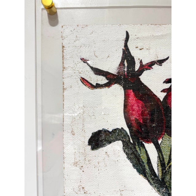 Contemporary Vintage Rose Hip - Hand Textured Red Rose Hip Art For Sale - Image 3 of 7