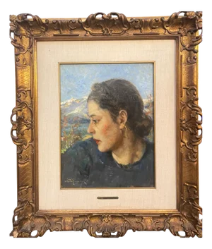 Vittorio Gussoni, Portrait of a Woman, 1800s, Oil on Panel, Framed