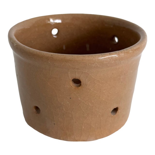 Vintage French Terracotta Faisselle Strainer Bowl For Sale