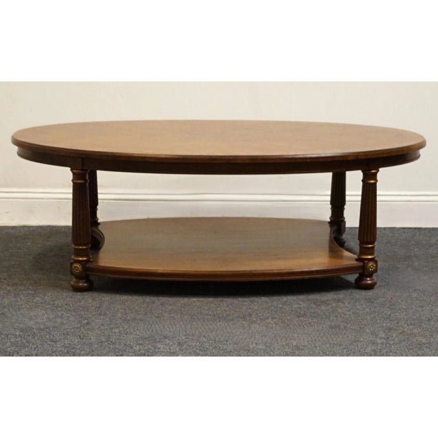 Mid 20th Century Heritage Furniture Banded Burled Walnut Italian Provincial 52" Oval Accent Coffee Table 18-503-69 For Sale - Image 5 of 11