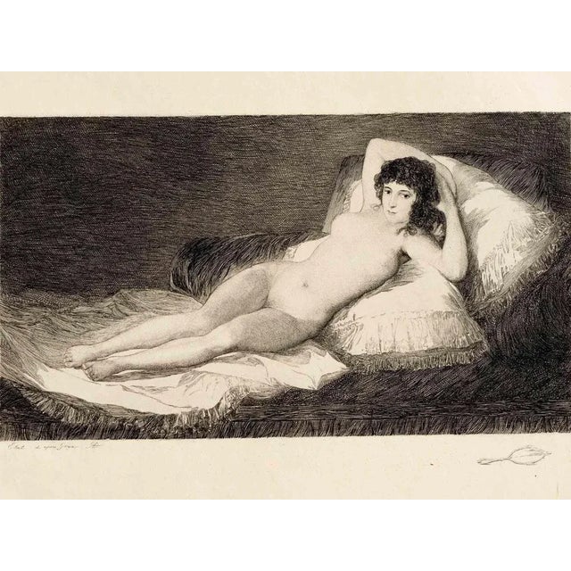 Antoine-François Dezarrois after Goya, Maja Desnuda, Etching, Late 19th Century For Sale - Image 5 of 5