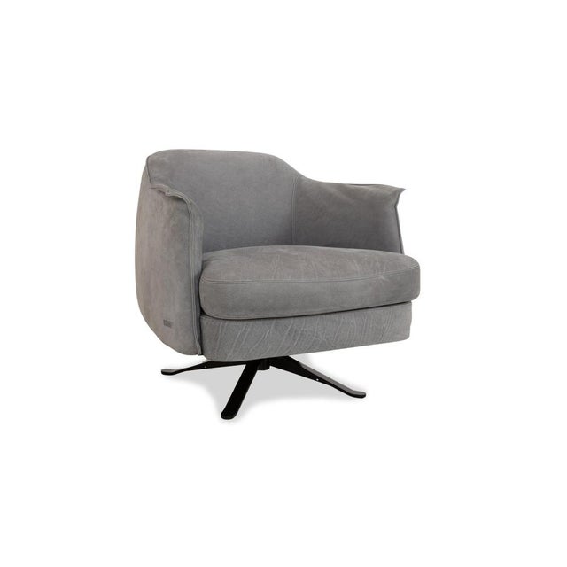 Animal Skin Set of Leather Armchair and Stool in Grey from Cierre Boheme For Sale - Image 7 of 17