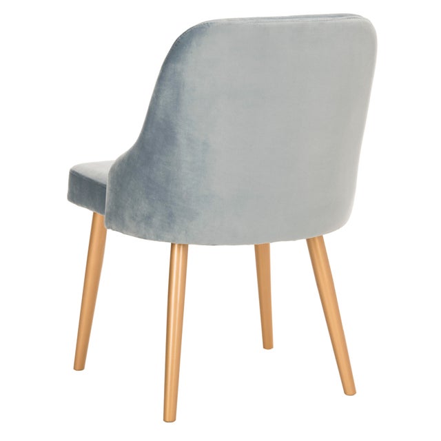 Upholstered Dining Chair in Slate Blue & Gold - a Pair For Sale In Philadelphia - Image 6 of 10