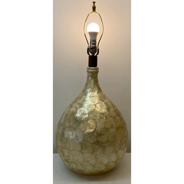 1970s Vintage Capiz Shell Table Lamp C.1970 For Sale - Image 5 of 8