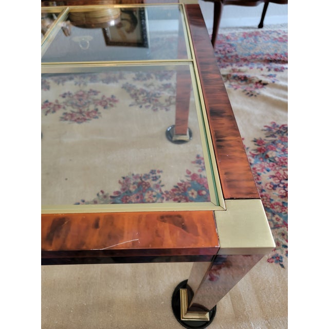 1970s Authentic 1977 Mastercraft Acid-Etched Brass and Glass Side Table (Patent Pending Era) For Sale - Image 5 of 5