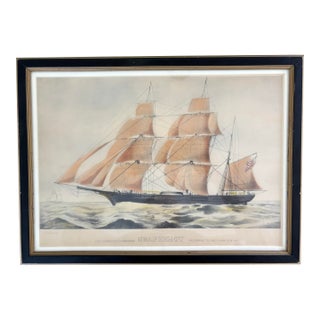 Currier & Ives “The Celebrated Clipper Bark Grapeshot Belonging to Geo. Law Esq. n.y.” Hand Colored 1855 Lithograph in Original Frame For Sale