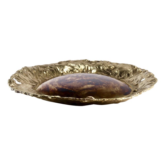 Sunflower Brass Hand Sculpted Bowl by Samuel Costantini For Sale