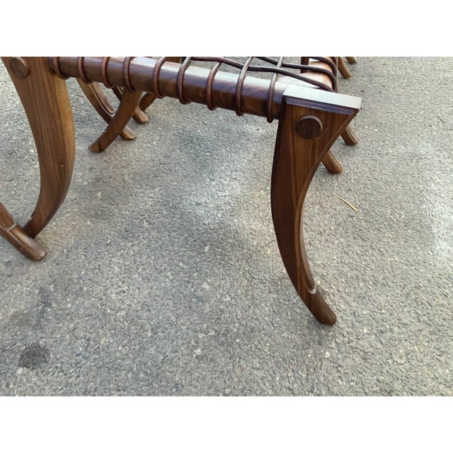 Brown Walnut Klismos Dining Chairs Set of 6 For Sale - Image 8 of 9