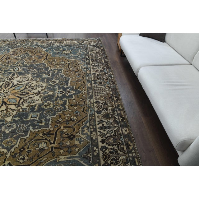 Persian 1970s Vintage Persian Handmade Wool Cotton Brown Area Rug For Sale - Image 3 of 11