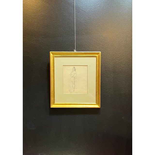 Benjamin II Vautier, Lady in Tunic, Graphite on Paper For Sale - Image 6 of 12